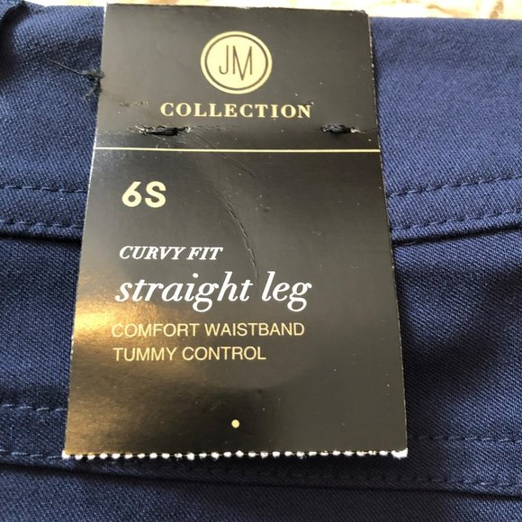 JM Collection Womens Sz 6S Studded Pull On Tummy Control Pants Navy Curvy Fit St - Picture 5 of 9